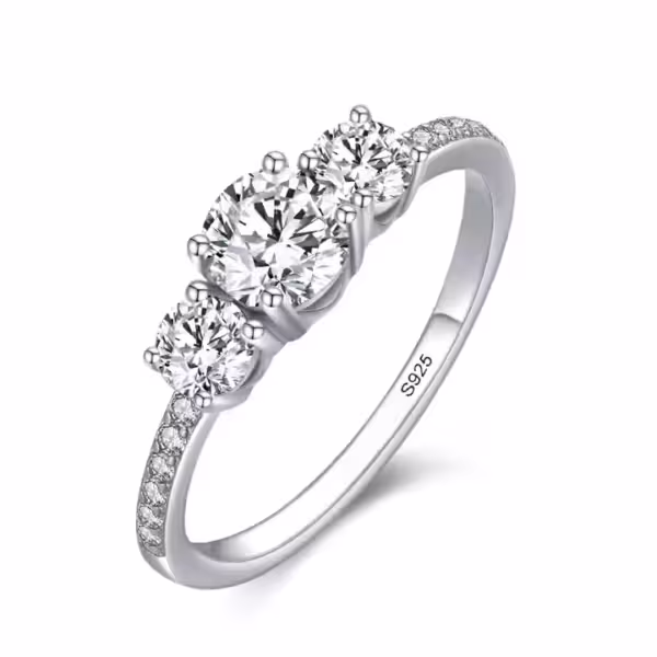 925 Sterling ezüst eljegyzési gyűrű cirkónia kristállyal