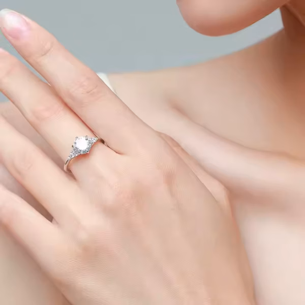 Amber 925 ezüst eljegyzési gyűrű cirkónia kristállyal