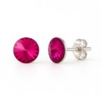 6 mm Rivoli Swarovski kristályos nemesacél fülbevaló - Fuchsia