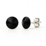 6 mm Rivoli Swarovski kristályos nemesacél fülbevaló - Fekete