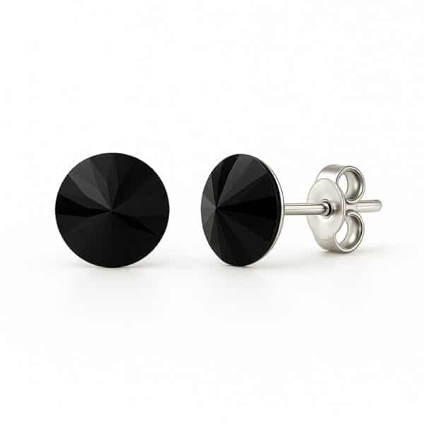 6 mm Rivoli Swarovski kristályos nemesacél fülbevaló - Fekete