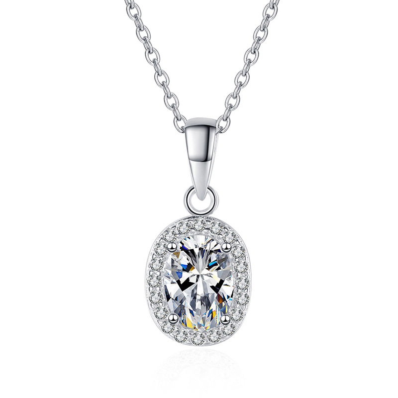 1 karátos Moissanite gyémánt 925 ezüst nyaklánc
