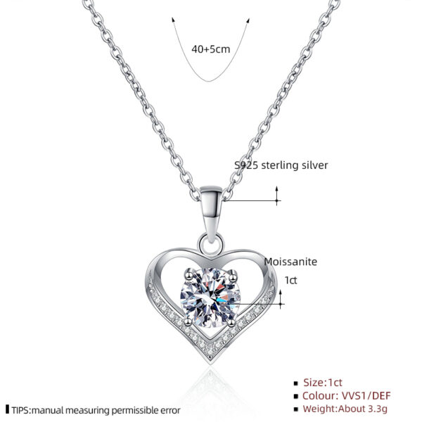 1 karátos Moissanite gyémánt 925 ezüst nyaklánc