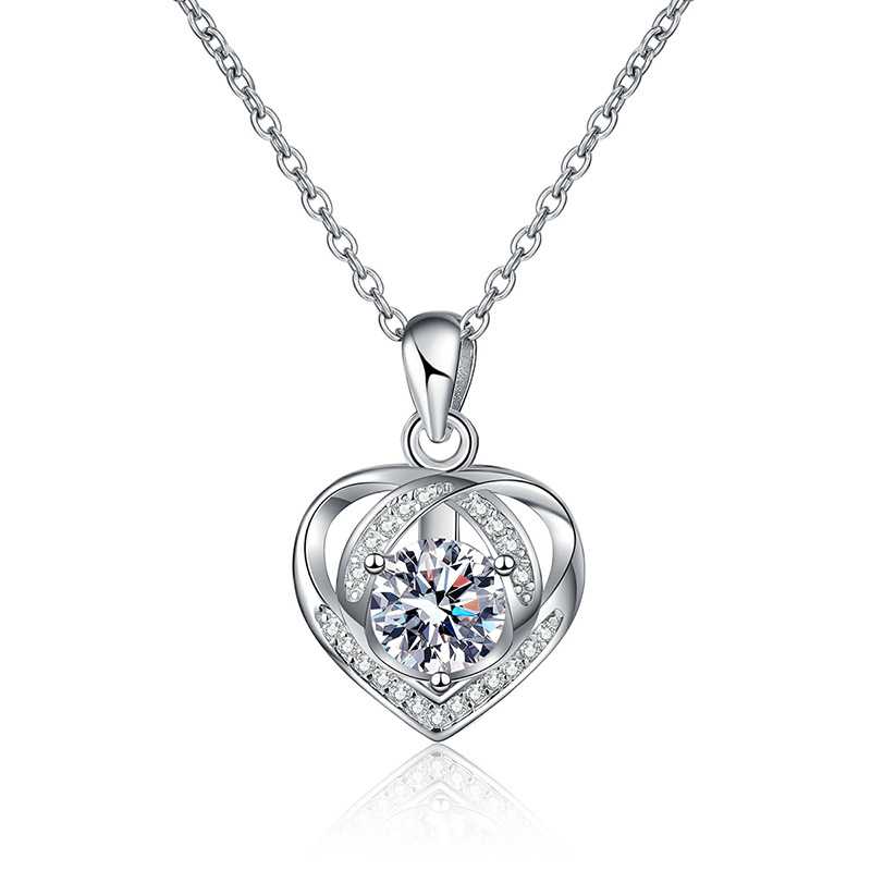 1 karátos Moissanite gyémánt 925 ezüst nyaklánc