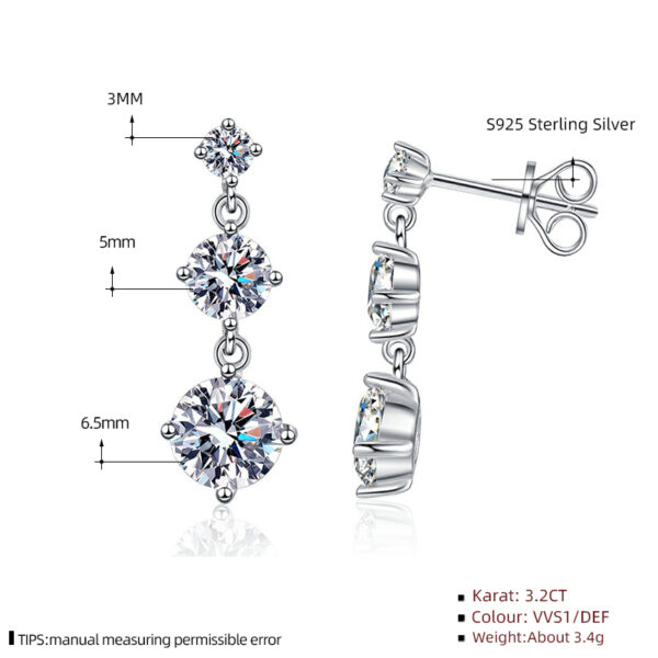 Moissanite gyémánt 925 ezüst fülbevaló