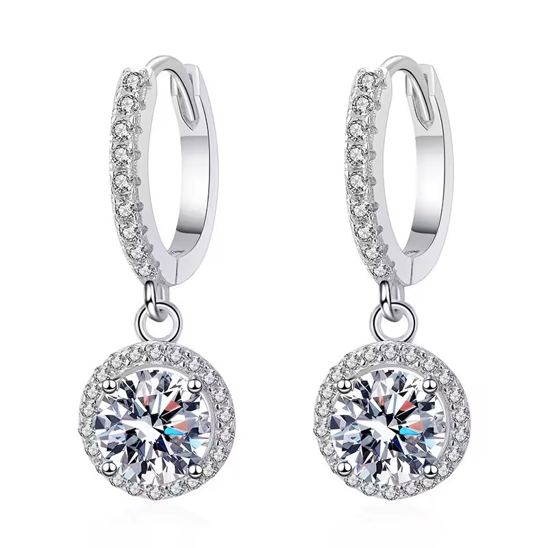 0.5 karátos Moissanite gyémánt 925 ezüst fülbevaló