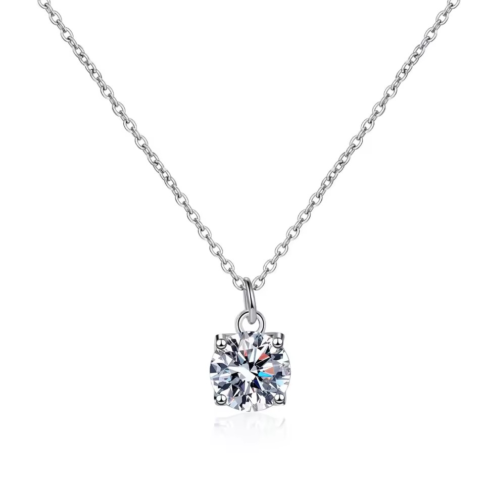1 karátos Moissanite gyémánt 925 ezüst nyaklánc 1 karátos Moissanite gyémánt 925 ezüst nyaklánc