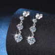 Moissanite gyémánt 925 ezüst fülbevaló
