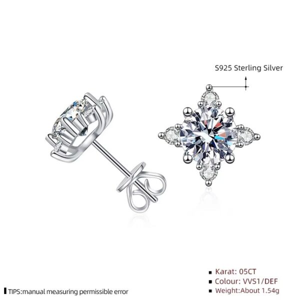 0.5 karátos Moissanite gyémánt 925 ezüst fülbevaló