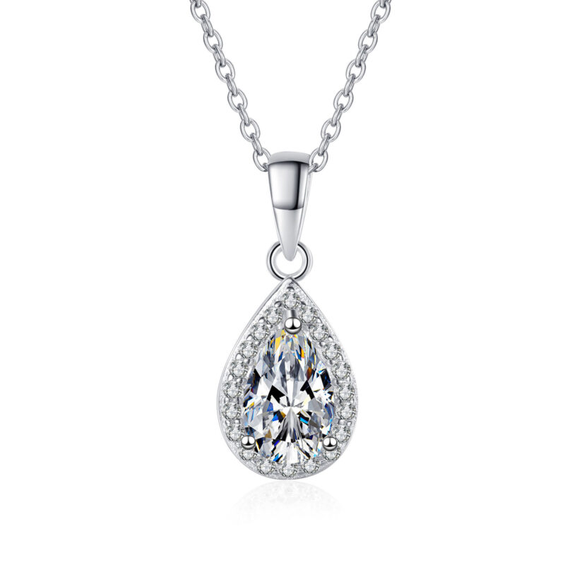 1 karátos Moissanite gyémánt 925 ezüst nyaklánc