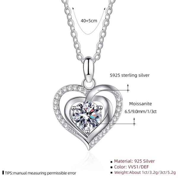 1 karátos Moissanite gyémánt 925 ezüst nyaklánc