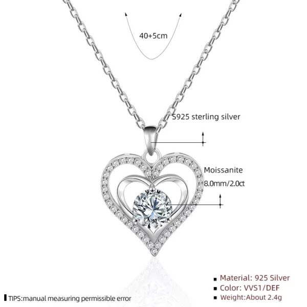 2 karátos Moissanite gyémánt 925 ezüst nyaklánc