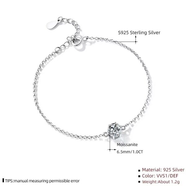 1 karátos Moissanite gyémánt 925 ezüst karkötő