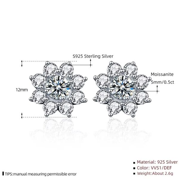 Moissanite gyémánt 925 ezüst fülbevaló