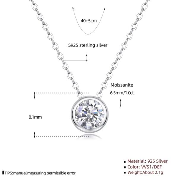 1 karátos Moissanite gyémánt 925 ezüst nyaklánc