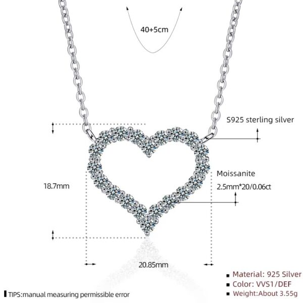 3 karátos Moissanite gyémánt 925 ezüst nyaklánc