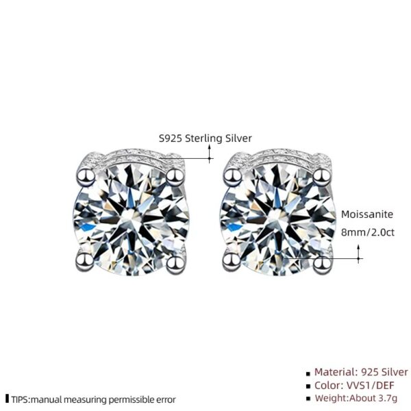 2 karátos Moissanite gyémánt 925 ezüst fülbevaló