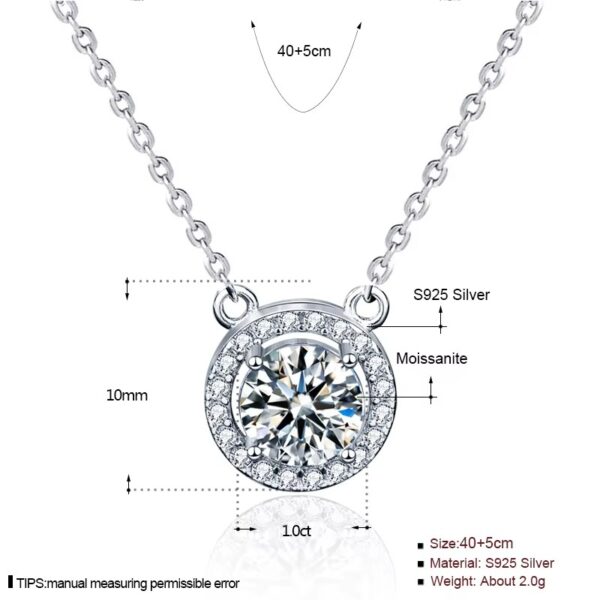 1 karátos Moissanite gyémánt 925 ezüst nyaklánc