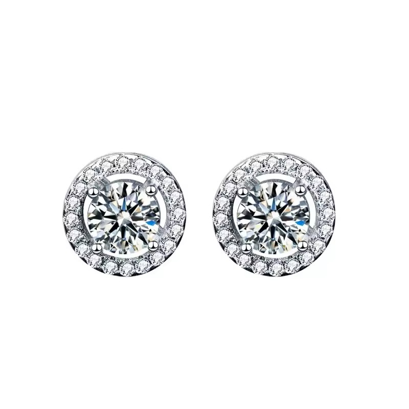 0.5 karátos Moissanite gyémánt 925 ezüst fülbevaló
