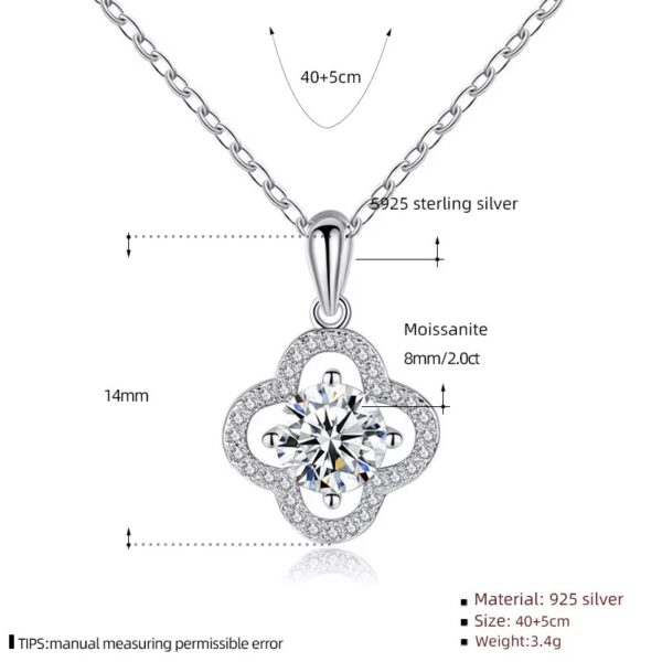 2 karátos Moissanite gyémánt 925 ezüst nyaklánc