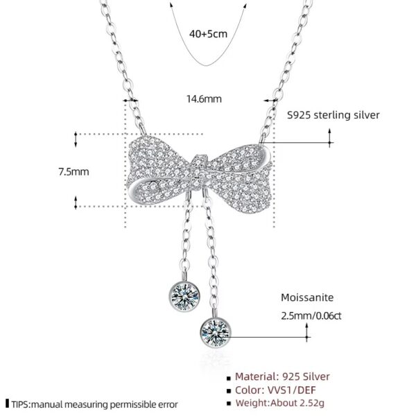 3 karátos Moissanite gyémánt 925 ezüst nyaklánc
