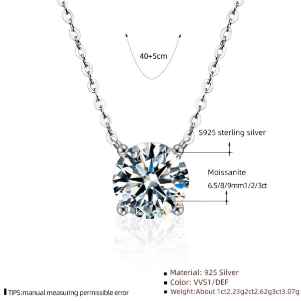 1 karátos Moissanite gyémánt 925 ezüst nyaklánc