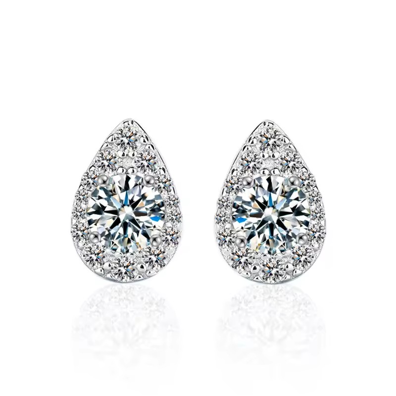 0.5 karátos Moissanite gyémánt 925 ezüst fülbevaló