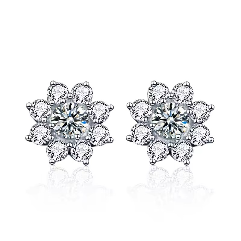 Moissanite gyémánt 925 ezüst fülbevaló