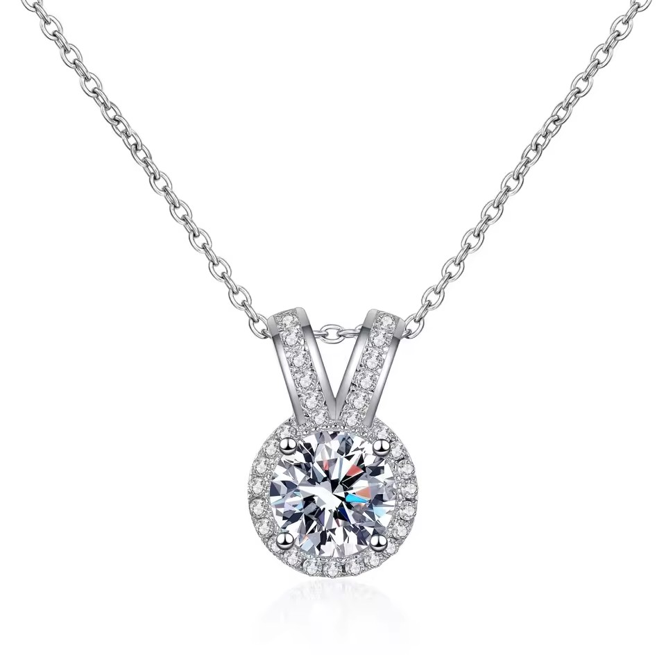 1 karátos Moissanite gyémánt 925 ezüst nyaklánc 1 karátos Moissanite gyémánt 925 ezüst nyaklánc
