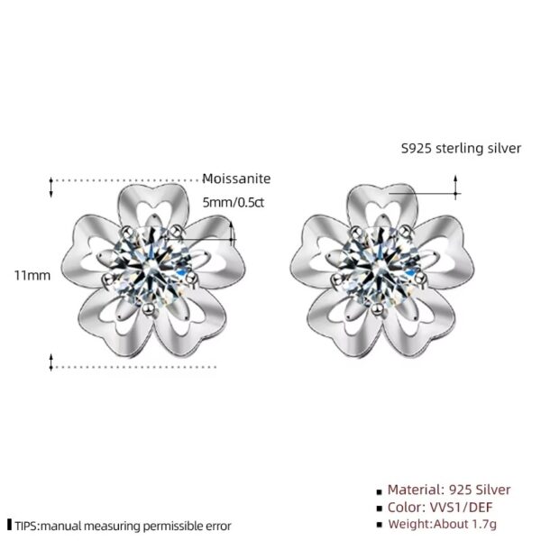 Moissanite gyémánt 925 ezüst fülbevaló