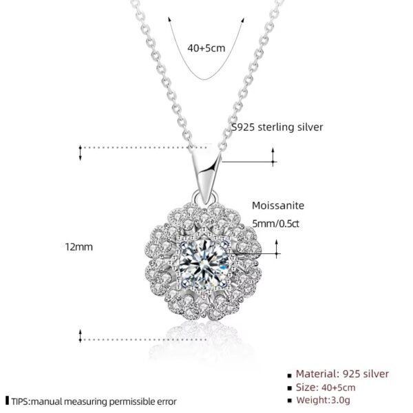 0.5 karátos Moissanite gyémánt 925 ezüst nyaklánc