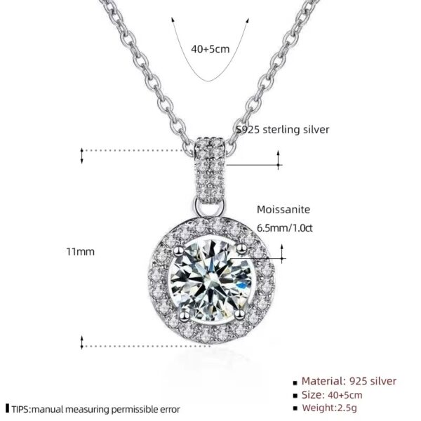 2 karátos Moissanite gyémánt 925 ezüst nyaklánc