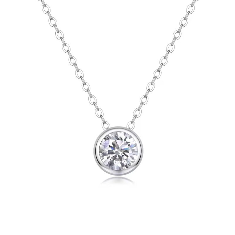 1 karátos Moissanite gyémánt 925 ezüst nyaklánc