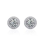 1 karátos Moissanite gyémánt 925 ezüst fülbevaló