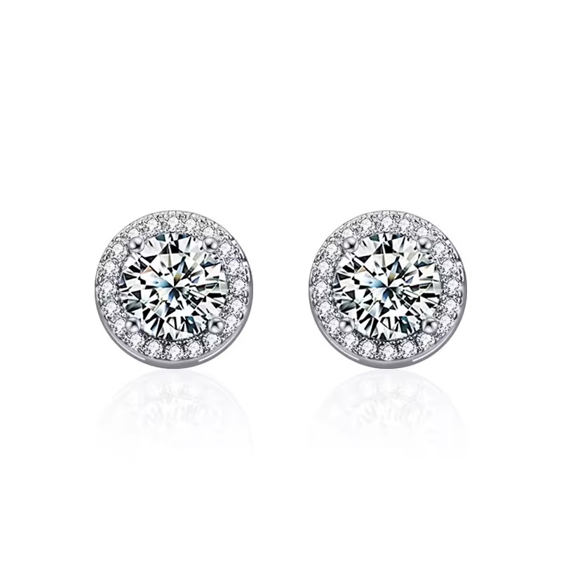 1 karátos Moissanite gyémánt 925 ezüst fülbevaló