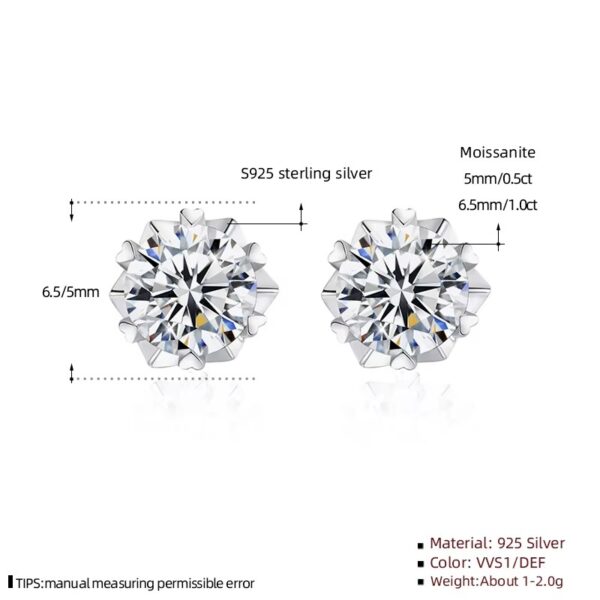 0.5 karátos Moissanite gyémánt 925 ezüst fülbevaló