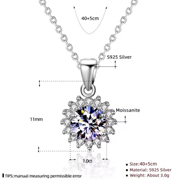 1 karátos Moissanite gyémánt 925 ezüst nyaklánc