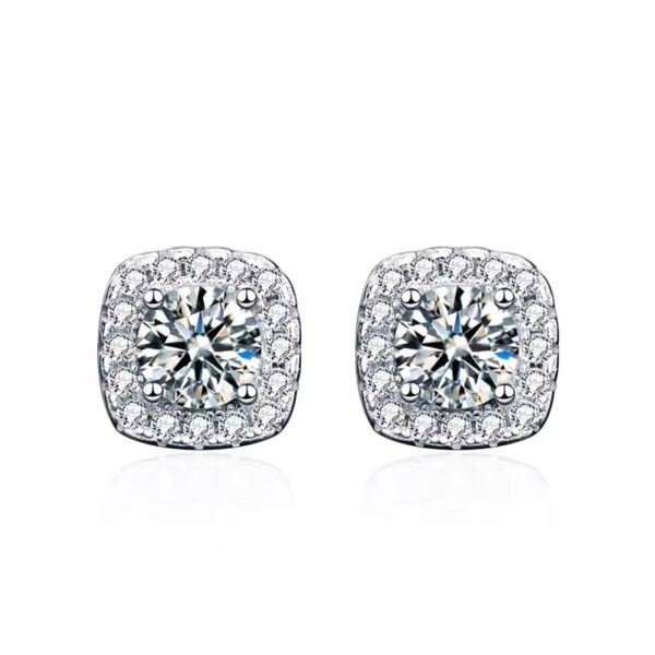 1 karátos Moissanite gyémánt 925 ezüst fülbevaló