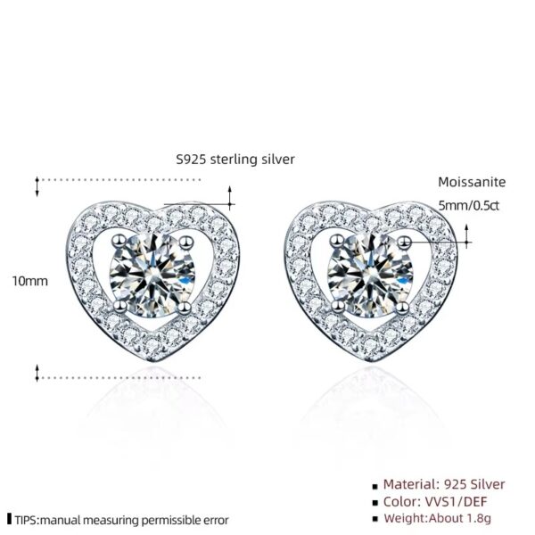 0.5 karátos Moissanite gyémánt 925 ezüst fülbevaló