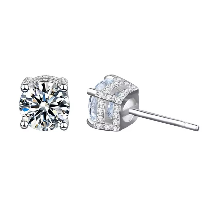 2 karátos Moissanite gyémánt 925 ezüst fülbevaló