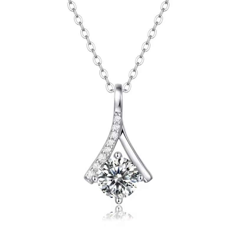 1 karátos Moissanite gyémánt 925 ezüst nyaklánc