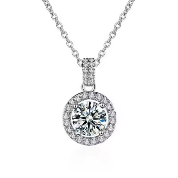 2 karátos Moissanite gyémánt 925 ezüst nyaklánc