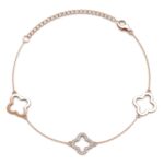 Clover 18K Rózsaarany bevonatú swarovski kristályos karkötő