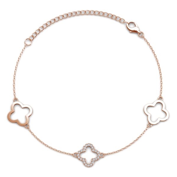 Clover 18K Rózsaarany bevonatú swarovski kristályos karkötő