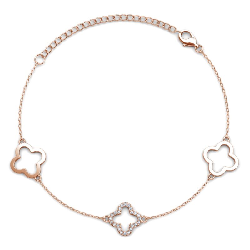 Clover 18K Rózsaarany bevonatú swarovski kristályos karkötő