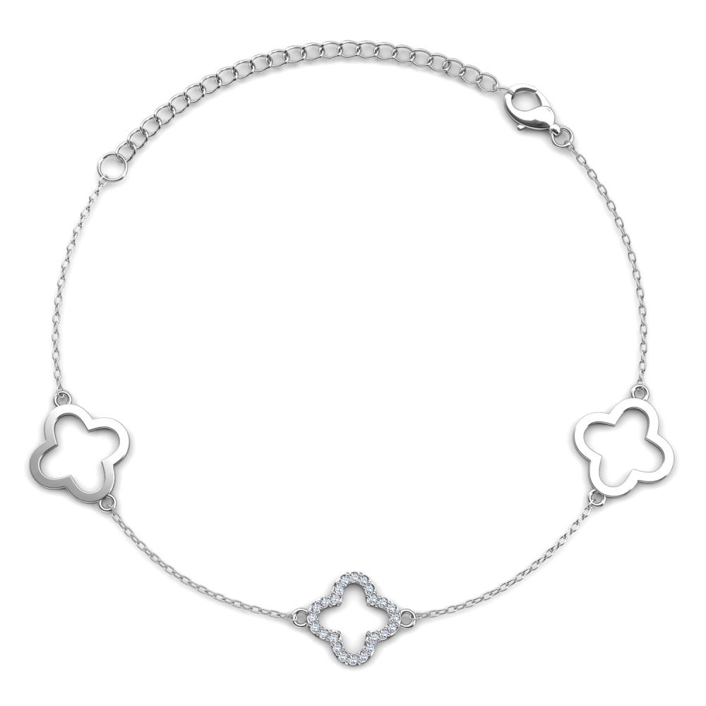 Clover 18K Fehérarany bevonatú swarovski kristályos karkötő Clover 18K Fehérarany bevonatú swarovski kristályos karkötő