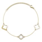 Clover 18K Sárgaarany bevonatú swarovski kristályos karkötő