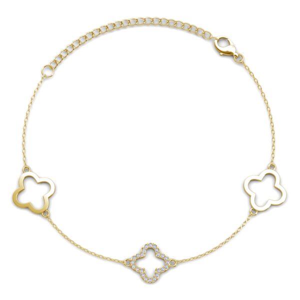 Clover 18K Sárgaarany bevonatú swarovski kristályos karkötő