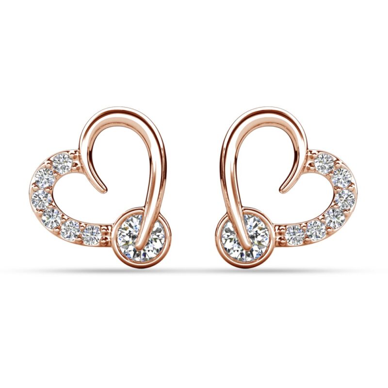 Tala szives 18K Rózsaarany bevonatú swarovski kristályos fülbevaló