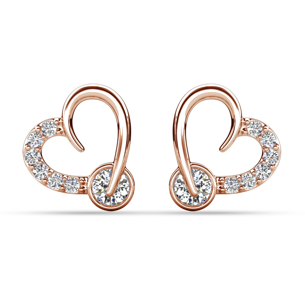 Tala szives 18K Rózsaarany bevonatú swarovski kristályos fülbevaló Tala szives 18K Rózsaarany bevonatú swarovski kristályos fülbevaló